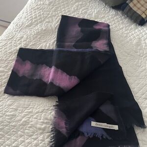 Denis Colomb Purple & Black Printed Wool Blend Scarf